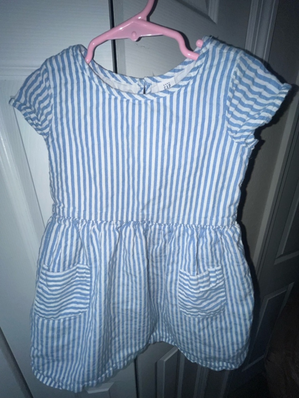 Baby gap girls blue & white striped dress size 4T